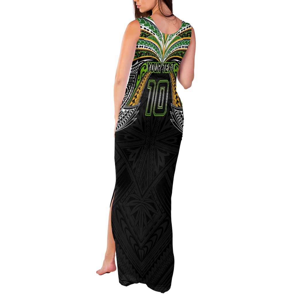 Custom Cook Islands Rugby League Tank Maxi Dress Tatau Tribal Motifs-Black Color LT03 - Polynesian Pride
