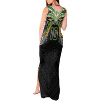 Custom Cook Islands Rugby League Tank Maxi Dress Tatau Tribal Motifs-Black Color LT03 - Polynesian Pride