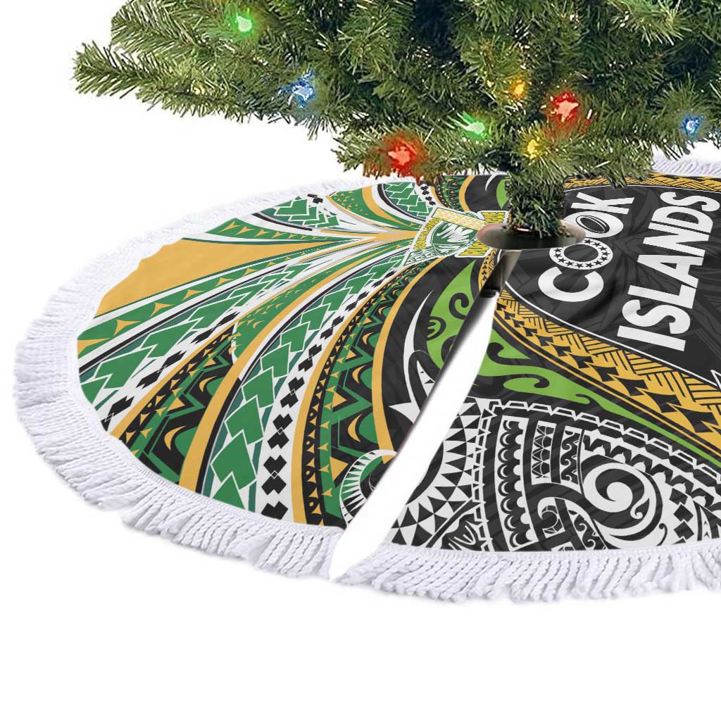 Cook Islands Rugby League Tree Skirt Tatau Tribal Motifs-Black Color LT03 - Polynesian Pride
