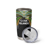 Custom Cook Islands Rugby League Tumbler Cup Tatau Tribal Motifs-Black Color LT03 - Polynesian Pride