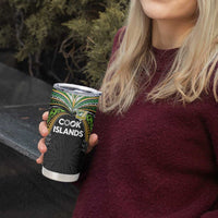 Custom Cook Islands Rugby League Tumbler Cup Tatau Tribal Motifs-Black Color LT03 - Polynesian Pride