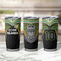 Custom Cook Islands Rugby League Tumbler Cup Tatau Tribal Motifs-Black Color LT03 - Polynesian Pride