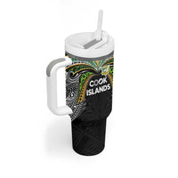 Custom Cook Islands Rugby League Tumbler With Handle Tatau Tribal Motifs-Black Color LT03 - Polynesian Pride