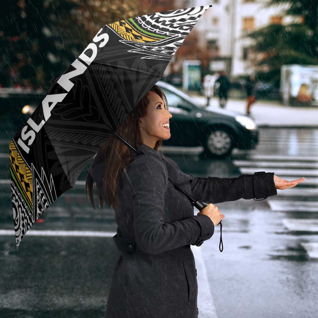 Cook Islands Rugby League Umbrella Tatau Tribal Motifs-Black Color LT03 - Polynesian Pride