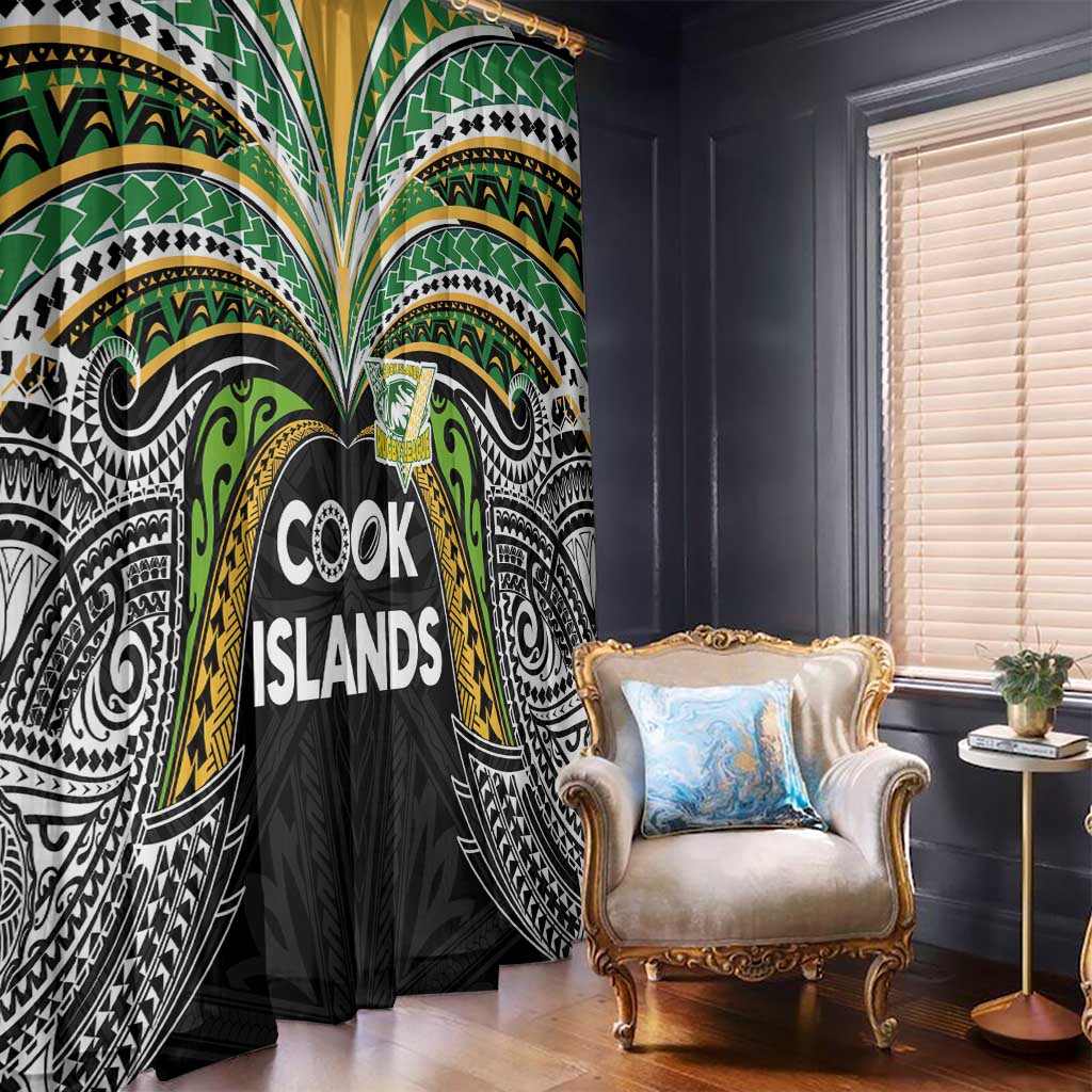 Cook Islands Rugby League Window Curtain Tatau Tribal Motifs-Black Color LT03 - Polynesian Pride