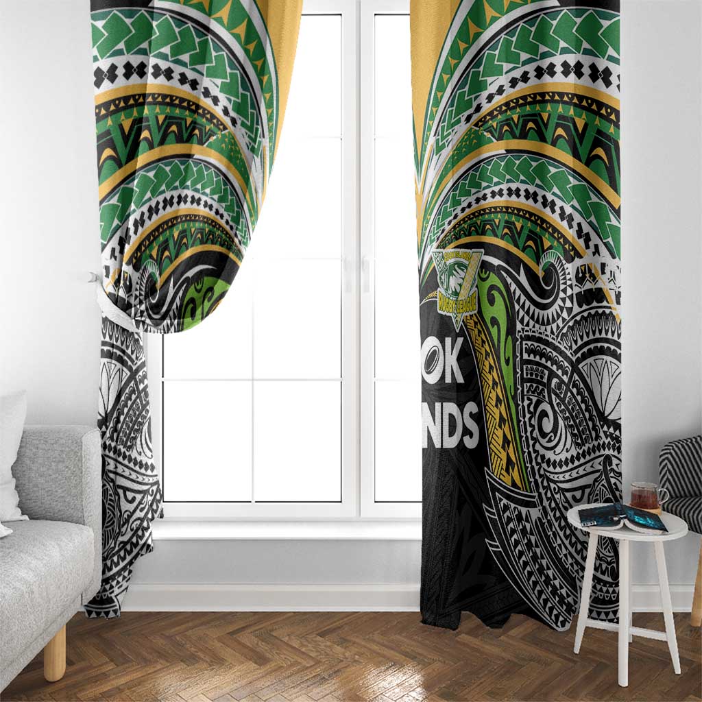 Cook Islands Rugby League Window Curtain Tatau Tribal Motifs-Black Color LT03 - Polynesian Pride