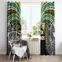 Cook Islands Rugby League Window Curtain Tatau Tribal Motifs-Black Color LT03 - Polynesian Pride