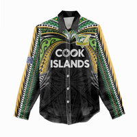 Custom Cook Islands Rugby League Women Casual Shirt Tatau Tribal Motifs-Black Color - Polynesian Pride