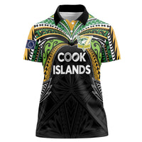 Custom Cook Islands Rugby League Women Polo Shirt Tatau Tribal Motifs-Black Color LT03 Female Black - Polynesian Pride