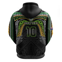 Custom Cook Islands Rugby League Zip Hoodie Tatau Tribal Motifs-Black Color LT03 - Polynesian Pride