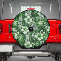 Hawaiian Quilt Pattern Spare Tire Cover Hibiscus and Tribal Element Vintage Green Vibe LT03 - Polynesian Pride