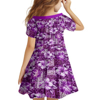 Hawaiian Quilt Pattern Family Matching Tank Maxi Dress and Hawaiian Shirt Hibiscus and Tribal Element Vintage Purple Vibe LT03 - Polynesian Pride