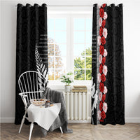 New Zealand ANZAC Day Window Curtain Soldier Silver Fern with Red Poppies Flower Maori Style LT03 - Polynesian Pride