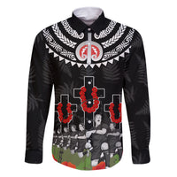New Zealand ANZAC Day Family Matching Mermaid Dress and Hawaiian Shirt Lest We Forget Haka Dance Respect LT03 Dad's Shirt - Long Sleeve Black - Polynesian Pride
