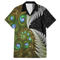 New Zealand Family Matching Long Sleeve Bodycon Dress and Hawaiian Shirt Koru Abstract Art and Silver Fern Maori Pattern LT03 Dad's Shirt - Short Sleeve Green - Polynesian Pride