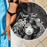 Custom New Zealand Women's Day Beach Blanket Maori Tribal Girl and Silver Fern Pattern LT03 - Polynesian Pride