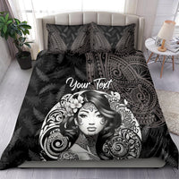 Custom New Zealand Women's Day Bedding Set Maori Tribal Girl and Silver Fern Pattern LT03 - Polynesian Pride