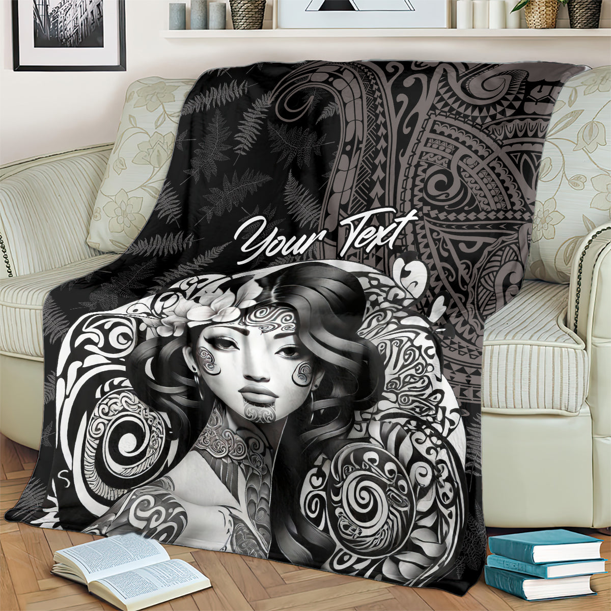 Custom New Zealand Women's Day Blanket Maori Tribal Girl and Silver Fern Pattern LT03 - Polynesian Pride