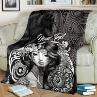 Custom New Zealand Women's Day Blanket Maori Tribal Girl and Silver Fern Pattern LT03 - Polynesian Pride