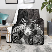 Custom New Zealand Women's Day Blanket Maori Tribal Girl and Silver Fern Pattern LT03 - Polynesian Pride