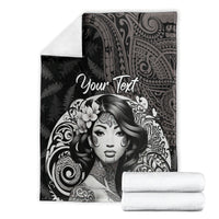 Custom New Zealand Women's Day Blanket Maori Tribal Girl and Silver Fern Pattern LT03 - Polynesian Pride