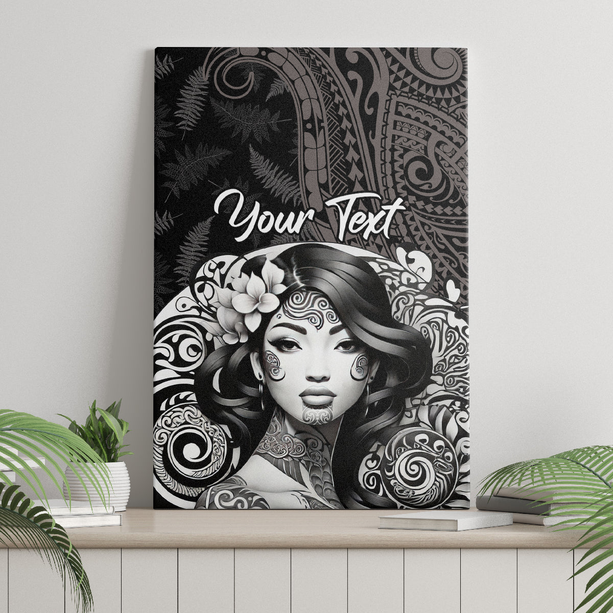 Custom New Zealand Women's Day Canvas Wall Art Maori Tribal Girl and Silver Fern Pattern LT03 - Polynesian Pride