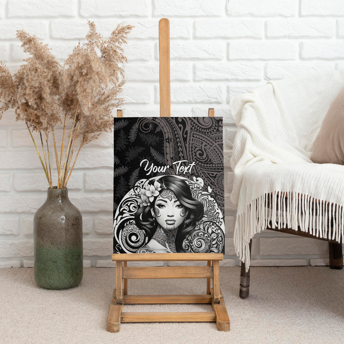 Custom New Zealand Women's Day Canvas Wall Art Maori Tribal Girl and Silver Fern Pattern LT03 - Polynesian Pride