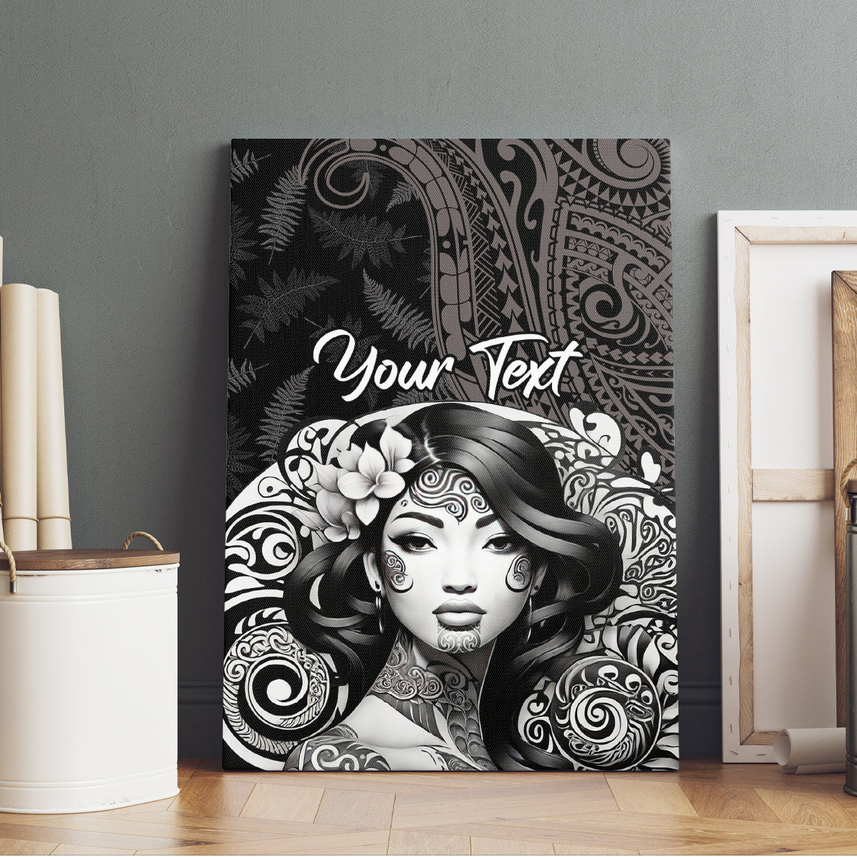 Custom New Zealand Women's Day Canvas Wall Art Maori Tribal Girl and Silver Fern Pattern LT03 - Polynesian Pride