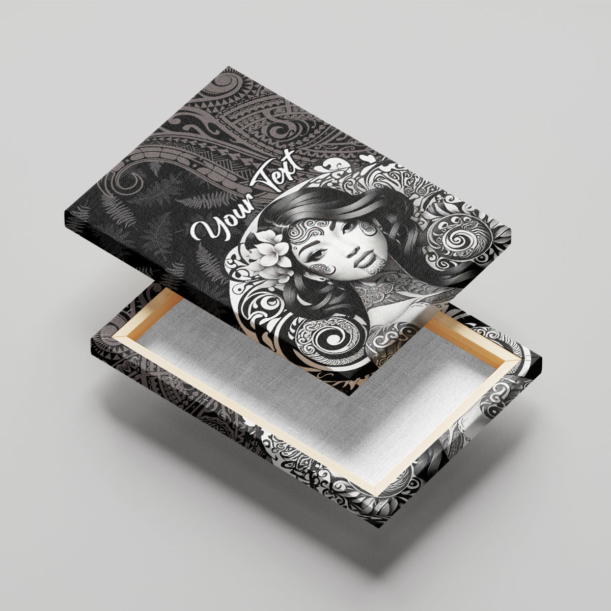Custom New Zealand Women's Day Canvas Wall Art Maori Tribal Girl and Silver Fern Pattern LT03 - Polynesian Pride