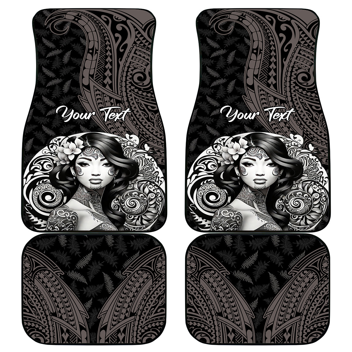 Custom New Zealand Women's Day Car Mats Maori Tribal Girl and Silver Fern Pattern LT03 - Polynesian Pride