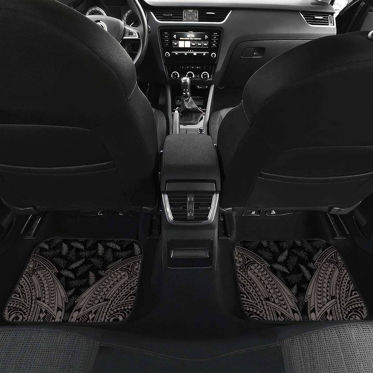Custom New Zealand Women's Day Car Mats Maori Tribal Girl and Silver Fern Pattern LT03 Set 2pcs - Back Black - Polynesian Pride