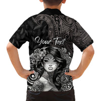 Custom New Zealand Women's Day Family Matching Off Shoulder Long Sleeve Dress and Hawaiian Shirt Maori Tribal Girl and Silver Fern Pattern LT03 - Polynesian Pride