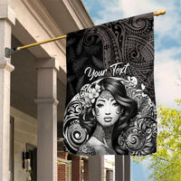 Custom New Zealand Women's Day Garden Flag Maori Tribal Girl and Silver Fern Pattern LT03 House Flag Black - Polynesian Pride