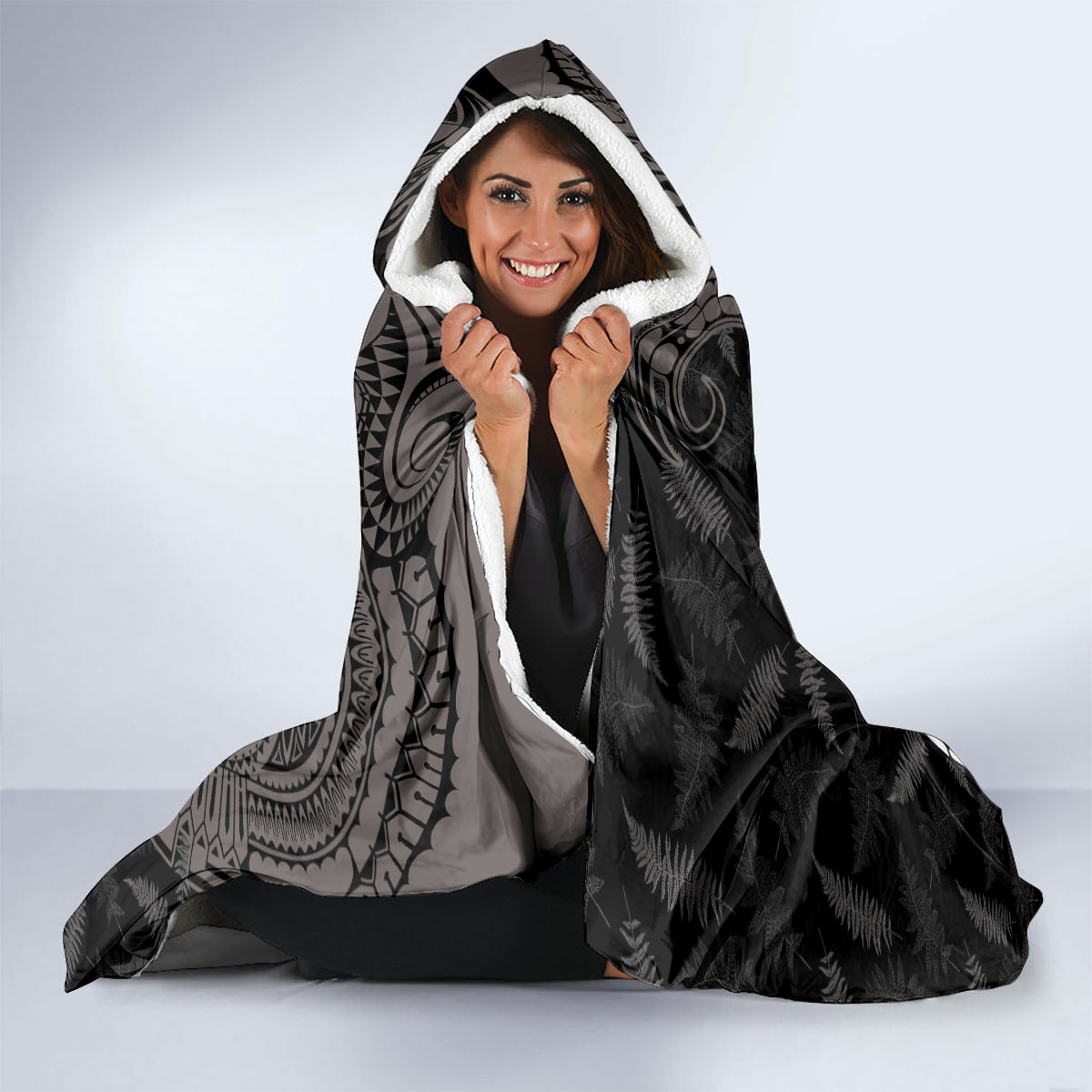 Custom New Zealand Women's Day Hooded Blanket Maori Tribal Girl and Silver Fern Pattern LT03 - Polynesian Pride
