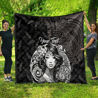 Custom New Zealand Women's Day Quilt Maori Tribal Girl and Silver Fern Pattern LT03 - Polynesian Pride