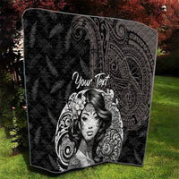 Custom New Zealand Women's Day Quilt Maori Tribal Girl and Silver Fern Pattern LT03 - Polynesian Pride