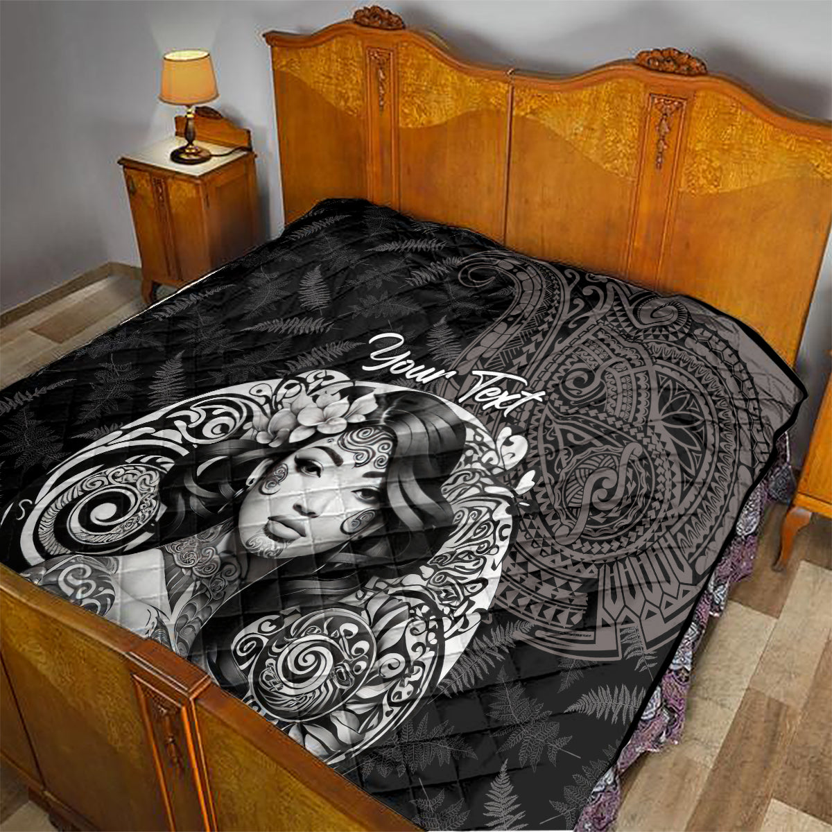 Custom New Zealand Women's Day Quilt Maori Tribal Girl and Silver Fern Pattern LT03 - Polynesian Pride