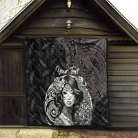 Custom New Zealand Women's Day Quilt Maori Tribal Girl and Silver Fern Pattern LT03 - Polynesian Pride