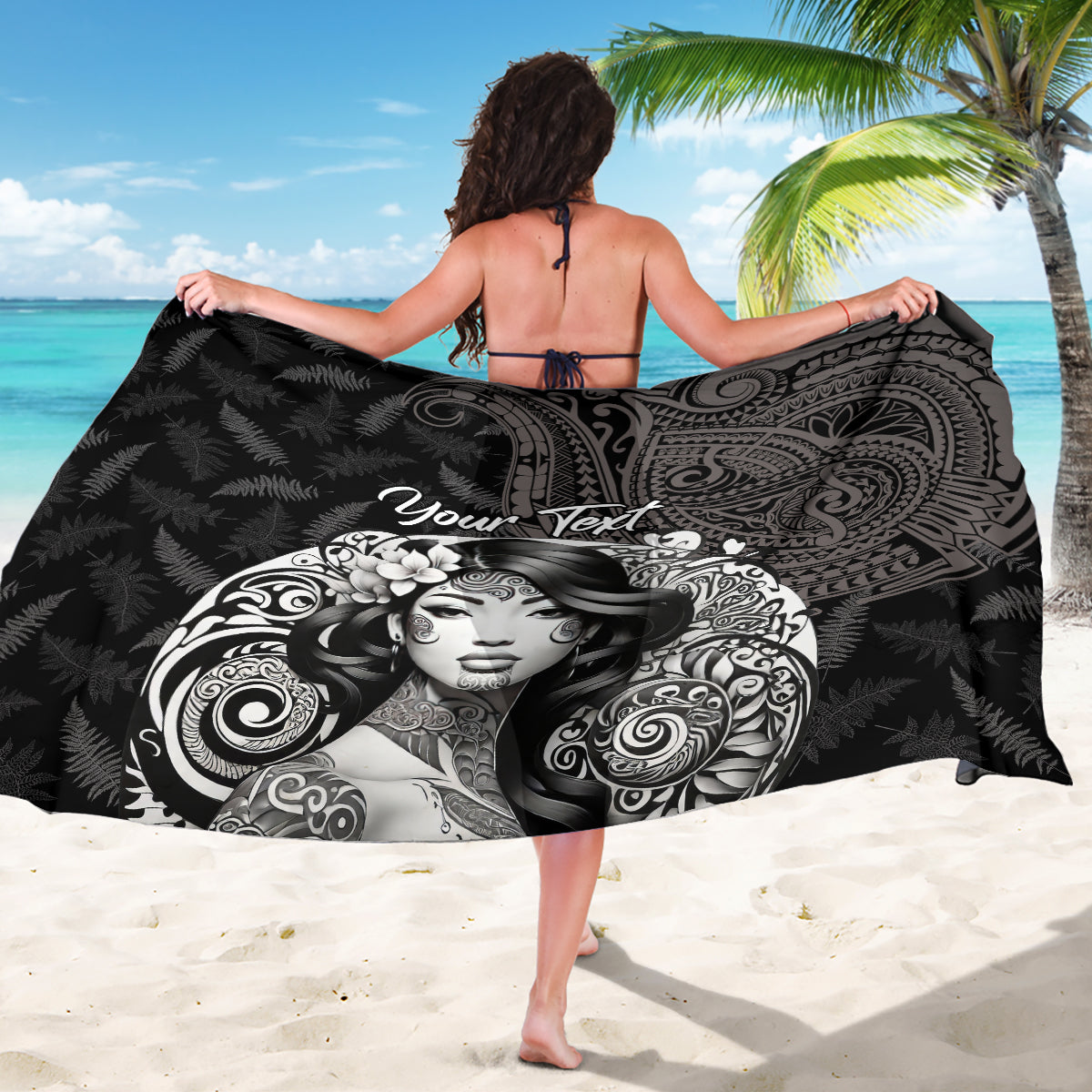 Custom New Zealand Women's Day Sarong Maori Tribal Girl and Silver Fern Pattern LT03 - Polynesian Pride