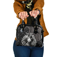 Custom New Zealand Women's Day Shoulder Handbag Maori Tribal Girl and Silver Fern Pattern LT03 One Size Black - Polynesian Pride