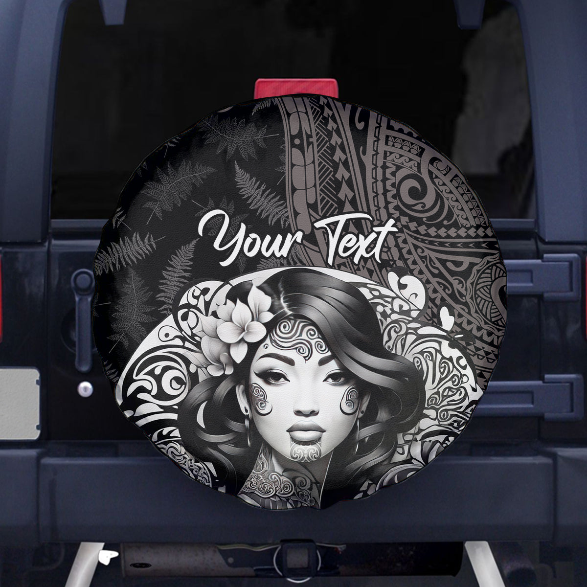 Custom New Zealand Women's Day Spare Tire Cover Maori Tribal Girl and Silver Fern Pattern LT03 - Polynesian Pride