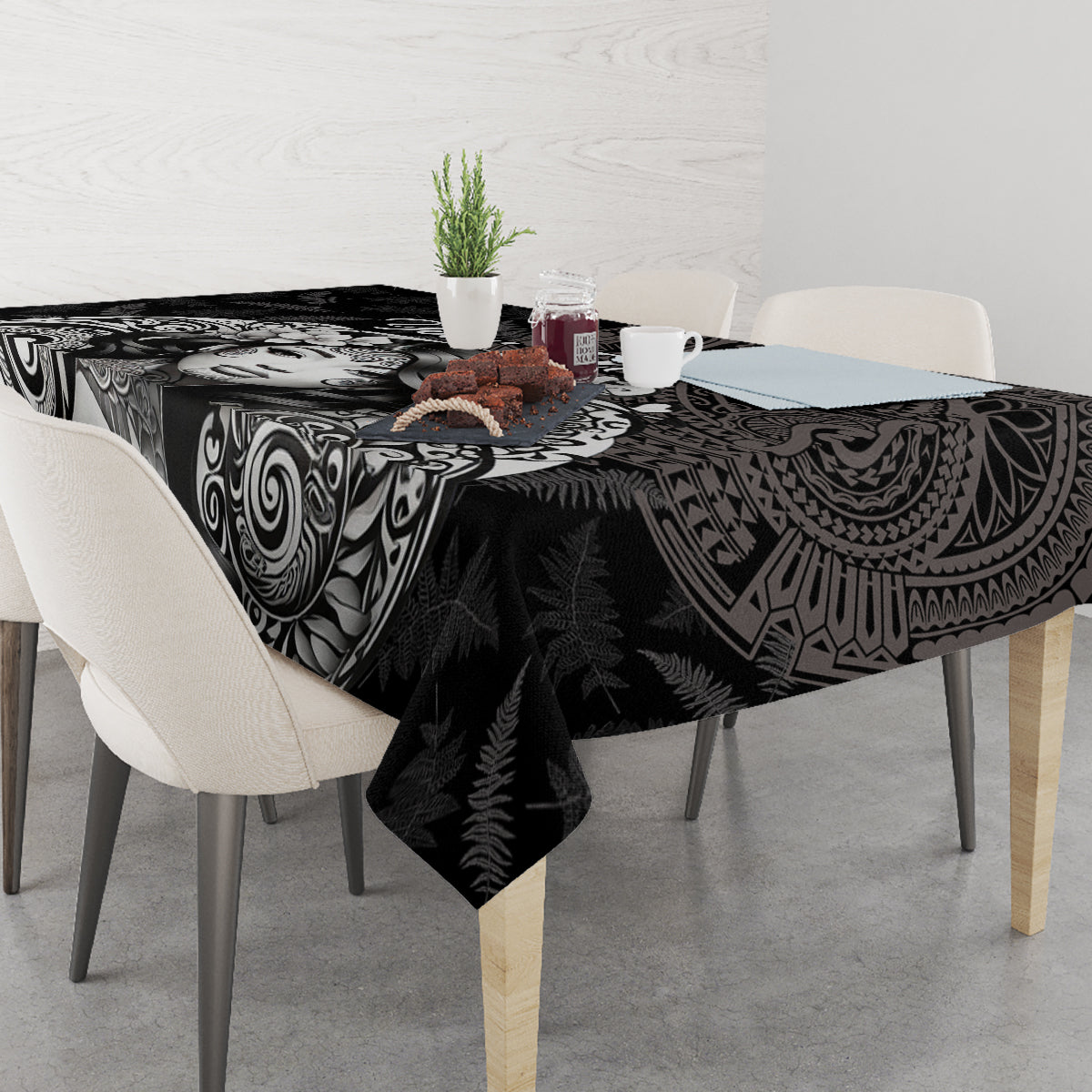 Custom New Zealand Women's Day Tablecloth Maori Tribal Girl and Silver Fern Pattern LT03 - Polynesian Pride