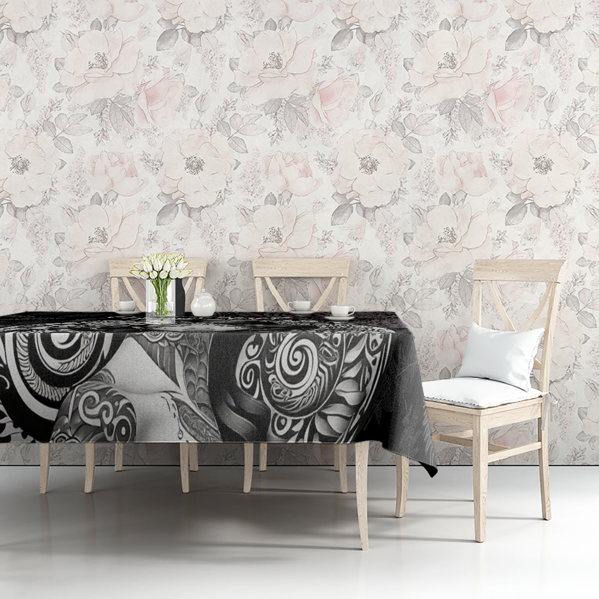 Custom New Zealand Women's Day Tablecloth Maori Tribal Girl and Silver Fern Pattern LT03 - Polynesian Pride