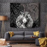 Custom New Zealand Women's Day Tapestry Maori Tribal Girl and Silver Fern Pattern LT03 - Polynesian Pride