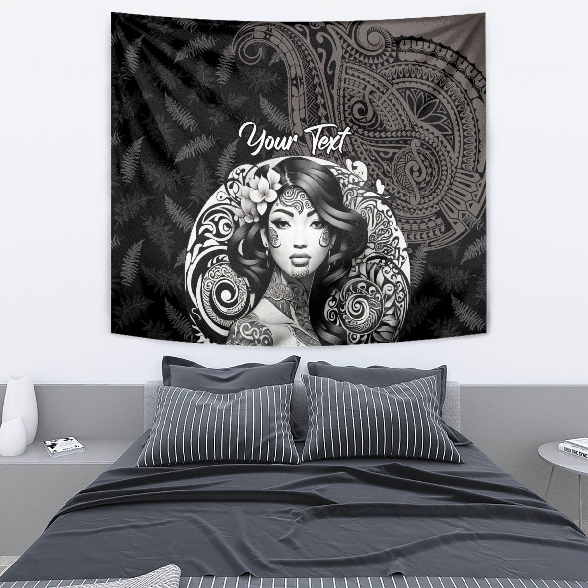 Custom New Zealand Women's Day Tapestry Maori Tribal Girl and Silver Fern Pattern LT03 - Polynesian Pride