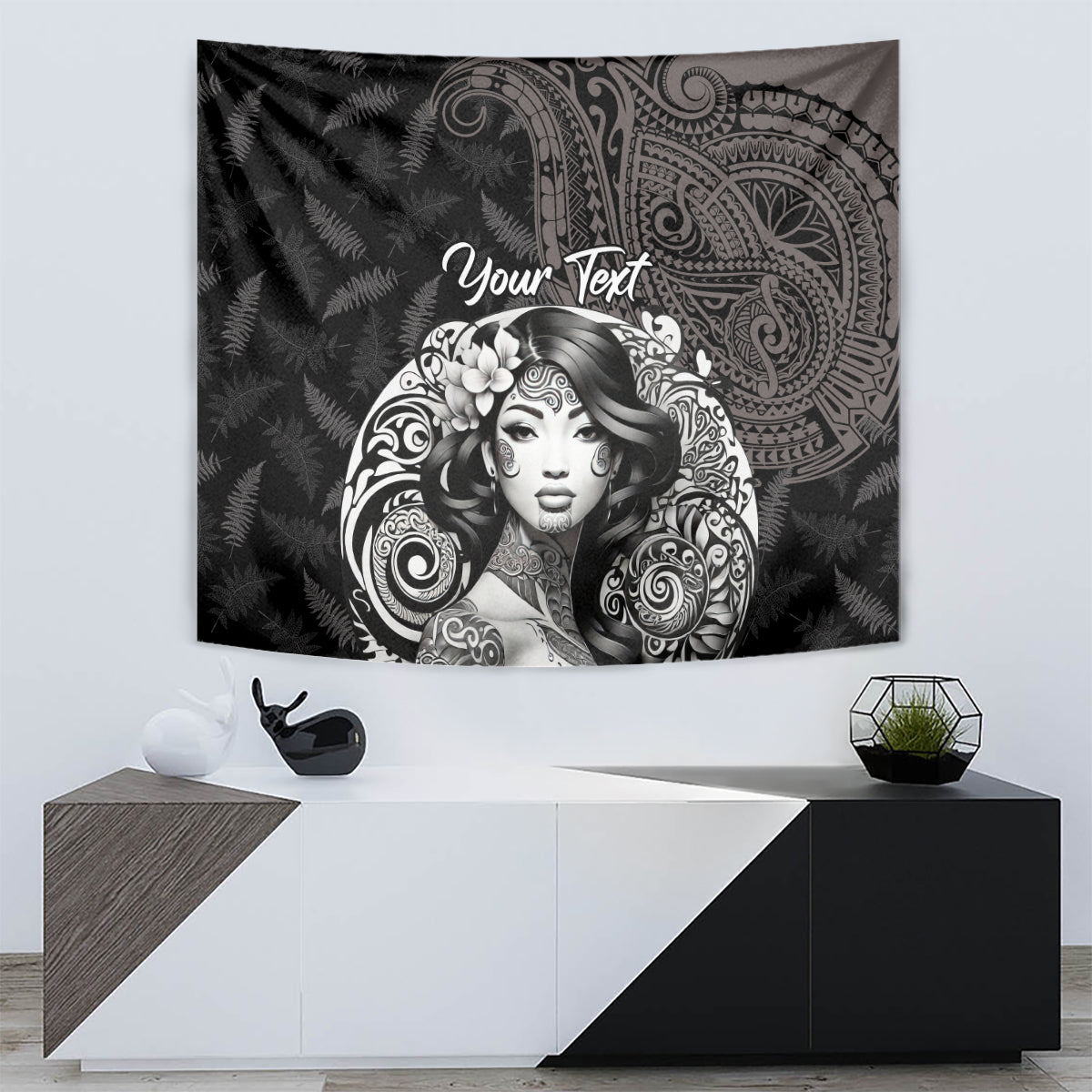 Custom New Zealand Women's Day Tapestry Maori Tribal Girl and Silver Fern Pattern LT03 - Polynesian Pride