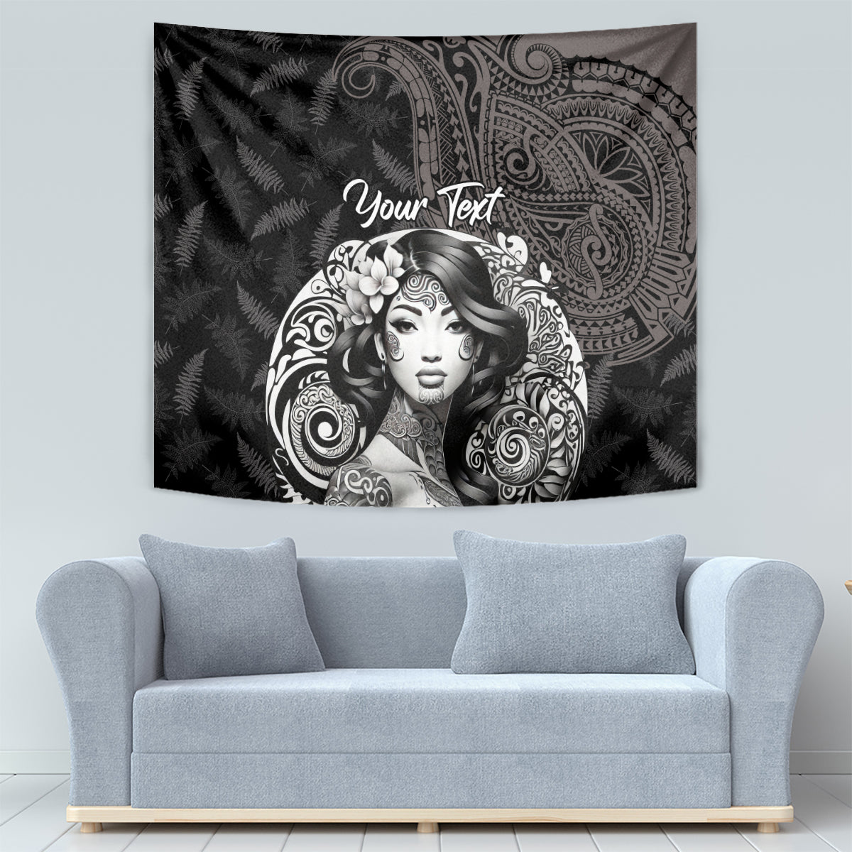 Custom New Zealand Women's Day Tapestry Maori Tribal Girl and Silver Fern Pattern LT03 - Polynesian Pride