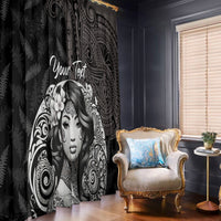 Custom New Zealand Women's Day Window Curtain Maori Tribal Girl and Silver Fern Pattern LT03 - Polynesian Pride