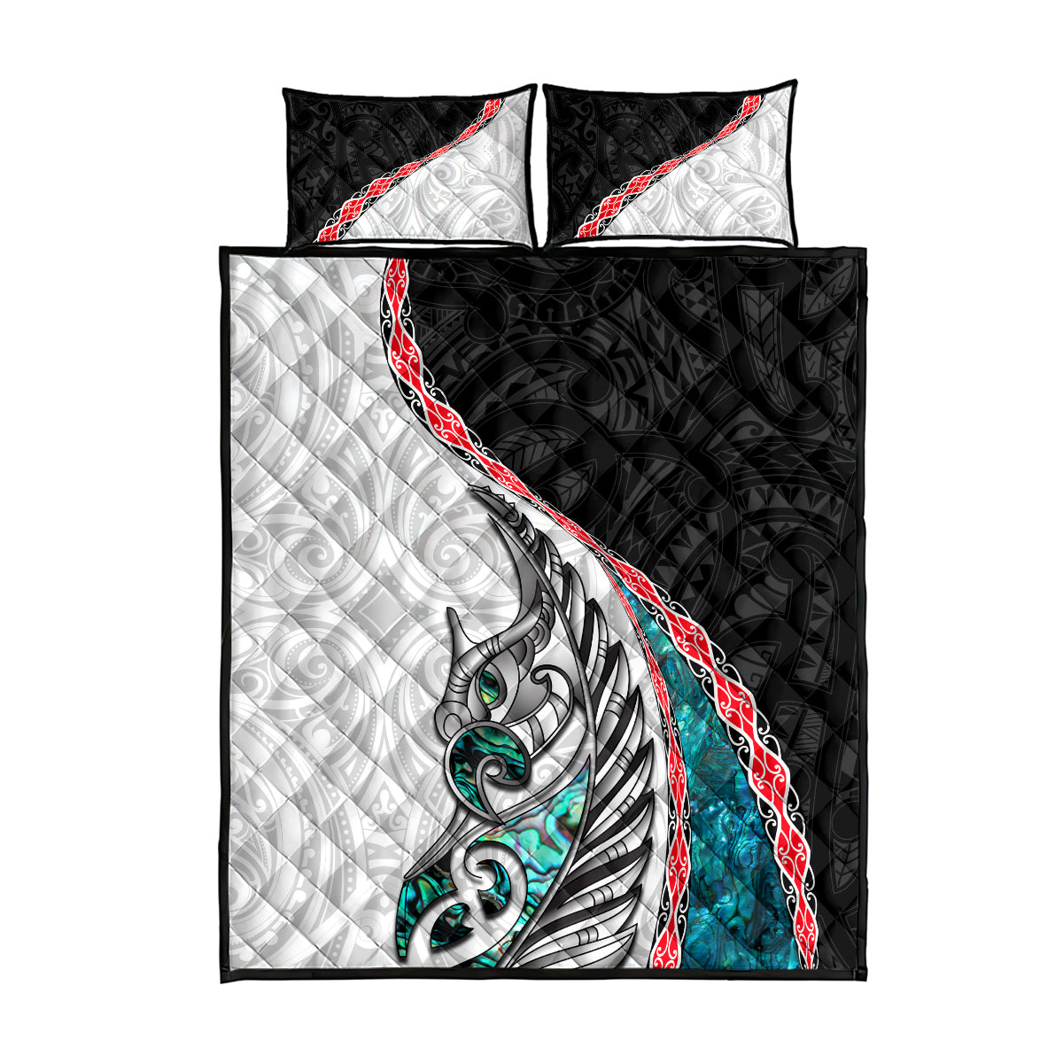 New Zealand Quilt Bed Set Manaia Fern and Koru Maori Pattern