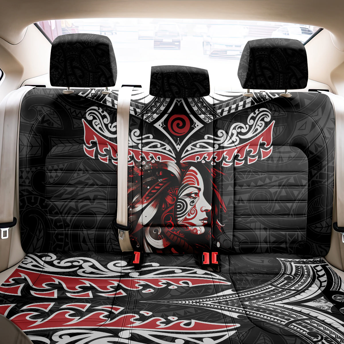 New Zealand Maori Girl Back Car Seat Cover Silver Fern and Koru Pattern LT03 - Polynesian Pride